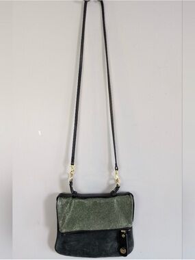 Jane Mayle Green & Black Leather Crossbody purse bag